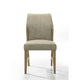 Lemy Dining Chair Set of 2 | Beige Linen Upholstery | Oak Brown Finish