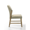 Lemy Dining Chair Set of 2 | Beige Linen Upholstery | Oak Brown Finish