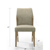Lemy Dining Chair Set of 2 | Beige Linen Upholstery | Oak Brown Finish