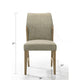 Lemy Dining Chair Set of 2 | Beige Linen Upholstery | Oak Brown Finish