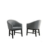 Memy Dining Chair Set of 2 | Gray Upholstered Barrel Back | Black Wood
