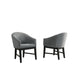 Memy Dining Chair Set of 2 | Gray Upholstered Barrel Back | Black Wood