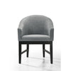 Memy Dining Chair Set of 2 | Gray Upholstered Barrel Back | Black Wood