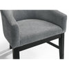 Memy Dining Chair Set of 2 | Gray Upholstered Barrel Back | Black Wood