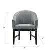 Memy Dining Chair Set of 2 | Gray Upholstered Barrel Back | Black Wood