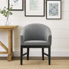 Memy Dining Chair Set of 2 | Gray Upholstered Barrel Back | Black Wood