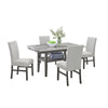 Jeny 5pc Dining Set | 60" Faux Marble Top & Gray Upholstered Chairs