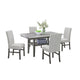 Jeny 5pc Dining Set | 60" Faux Marble Top & Gray Upholstered Chairs