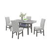 Jeny 5pc Dining Set | 60" Faux Marble Top & Gray Upholstered Chairs