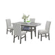 Jeny 5pc Dining Set | 60" Faux Marble Top & Gray Upholstered Chairs
