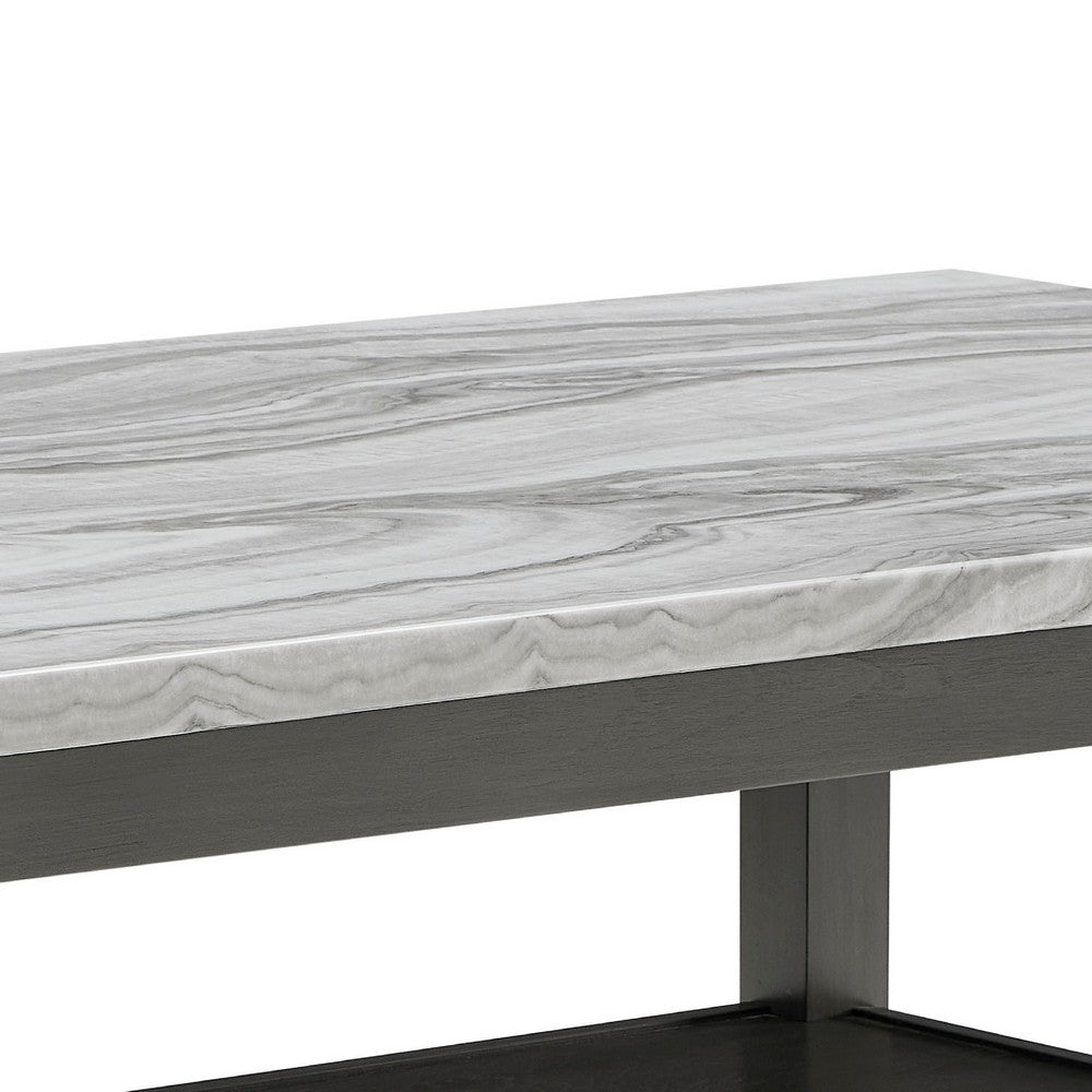 Jeny 5pc Dining Set | 60" Faux Marble Top & Gray Upholstered Chairs