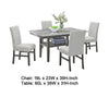 Jeny 5pc Dining Set | 60" Faux Marble Top & Gray Upholstered Chairs