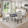 Jeny 5pc Dining Set | 60" Faux Marble Top & Gray Upholstered Chairs