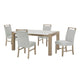 Teny 5pc Dining Set | 66" White Faux Marble Top | Light Oak Brown