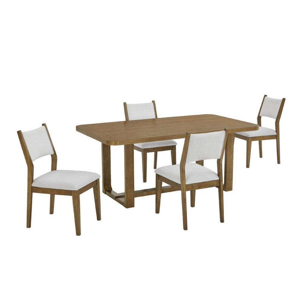 Meny 5pc Dining Table Set | 72" Top w Sled Base | Walnut Oak Brown