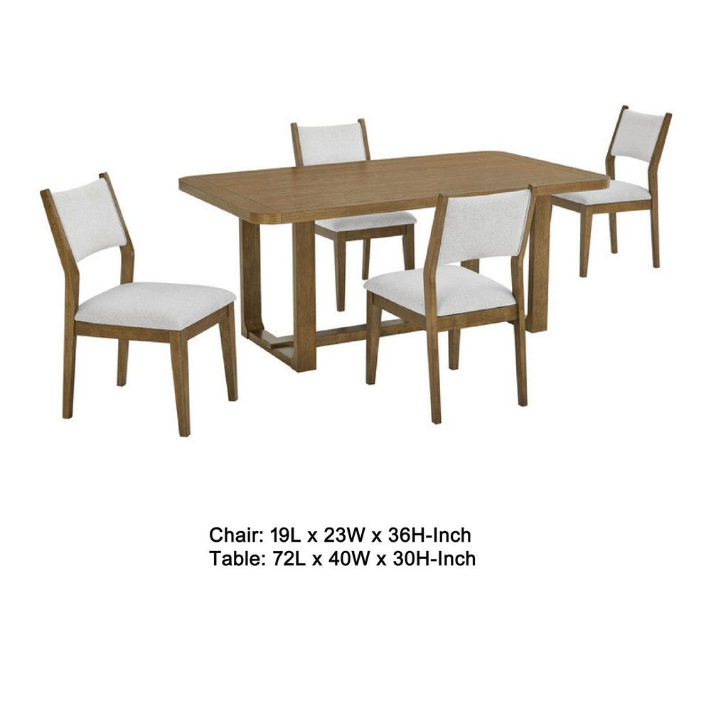 Meny 5pc Dining Table Set | 72" Top w Sled Base | Walnut Oak Brown