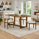 Meny 5pc Dining Set | Beige Sherpa Chairs | 72" Top | Walnut Oak Brown