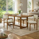 Meny 5pc Dining Set | Beige Sherpa Chairs | 72" Top | Walnut Oak Brown