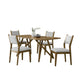 Meny 5pc Dining Table Set | 70" Top w Cross Base | Walnut Oak Brown