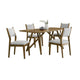 Meny 5pc Dining Table Set | 70" Top w Cross Base | Walnut Oak Brown