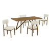 Meny 5pc Dining Set | Beige Sherpa Chairs | 70" Top | Walnut Oak Brown