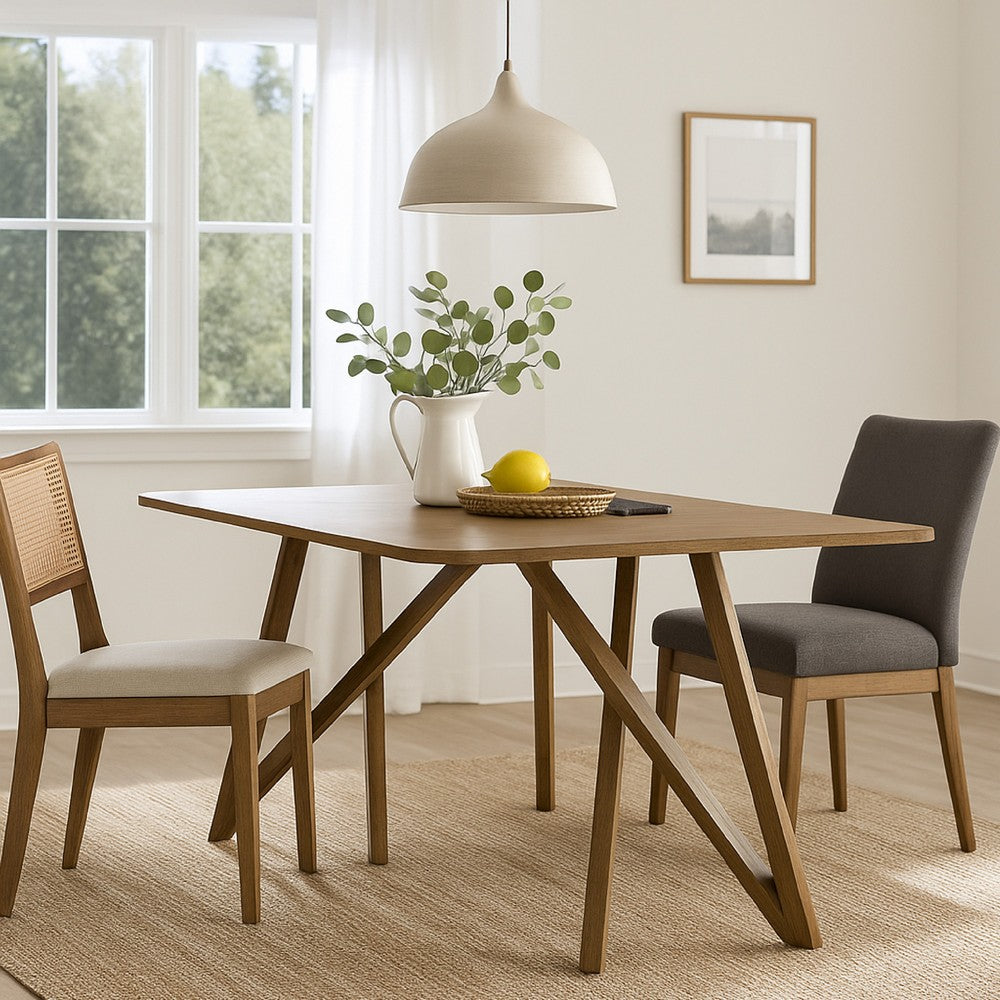 Meny 5pc Dining Set | Beige Sherpa Chairs | 70" Top | Walnut Oak Brown