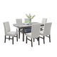 Jeny 7pc Dining Set | 60" Faux Marble Top & Gray Upholstered Chairs