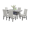 Jeny 7pc Dining Set | 60" Faux Marble Top & Gray Upholstered Chairs