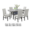Jeny 7pc Dining Set | 60" Faux Marble Top & Gray Upholstered Chairs