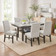 Jeny 7pc Dining Set | 60" Faux Marble Top & Gray Upholstered Chairs