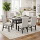 Jeny 7pc Dining Set | 60" Faux Marble Top & Gray Upholstered Chairs