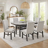 Jeny 7pc Dining Set | 60" Faux Marble Top & Gray Upholstered Chairs