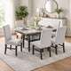 Jeny 7pc Dining Set | 60" Faux Marble Top & Gray Upholstered Chairs