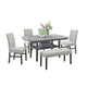 Jeny 6pc Dining Set | 60" Faux Marble Top with 4 Gray Chairs, Bench