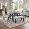 Jeny 6pc Dining Set | 60" Faux Marble Top with 4 Gray Chairs, Bench