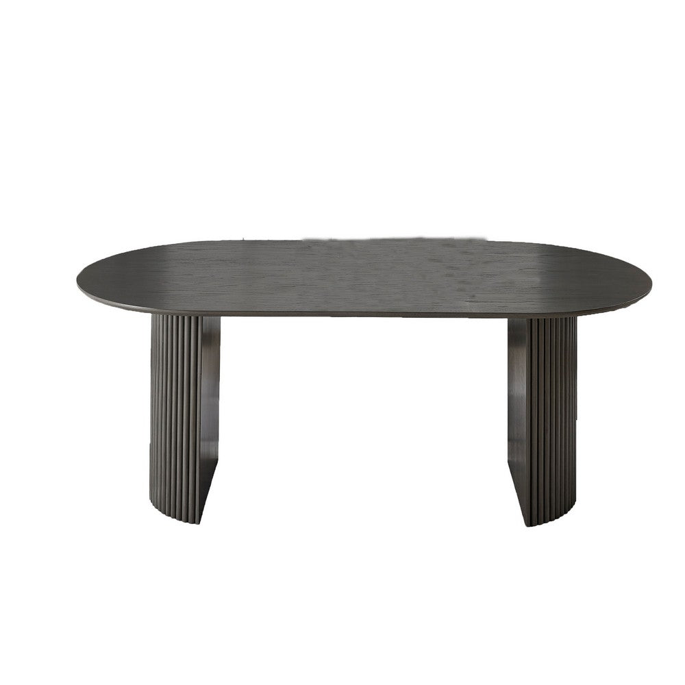 Beny 5pc Dining Set | 80" Oval Table | Low Back Chairs | Dark Oak Gray