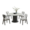Beny 5pc Dining Set | 54" White Faux Marble Top | Dark Oak Gray