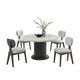 Beny 5pc Dining Set | 54" White Faux Marble Top | Dark Oak Gray