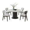 Beny 5pc Dining Set | 54" White Faux Marble Top | Dark Oak Gray