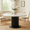 Beny 5pc Dining Set | 54" White Faux Marble Top | Dark Oak Gray