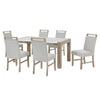 Teny 7pc Dining Table Set | 66" White Faux Marble | 6 Chairs | Brown