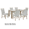 Teny 7pc Dining Table Set | 66" White Faux Marble | 6 Chairs | Brown