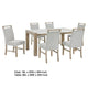 Teny 7pc Dining Table Set | 66" White Faux Marble | 6 Chairs | Brown