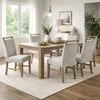 Teny 7pc Dining Table Set | 66" White Faux Marble | 6 Chairs | Brown