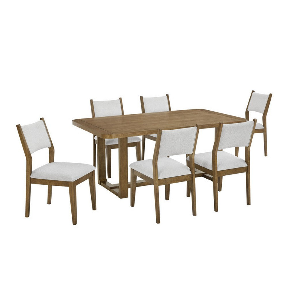 Meny 7pc Dining Table Set | 72" Top w Sled Base | Walnut Oak Brown