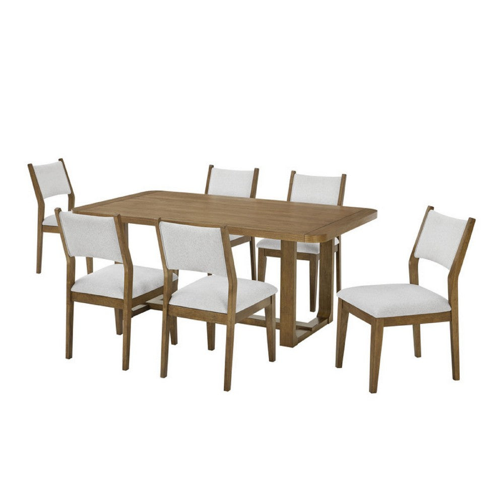 Meny 7pc Dining Table Set | 72" Top w Sled Base | Walnut Oak Brown