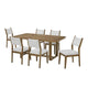 Meny 7pc Dining Table Set | 72" Top w Sled Base | Walnut Oak Brown