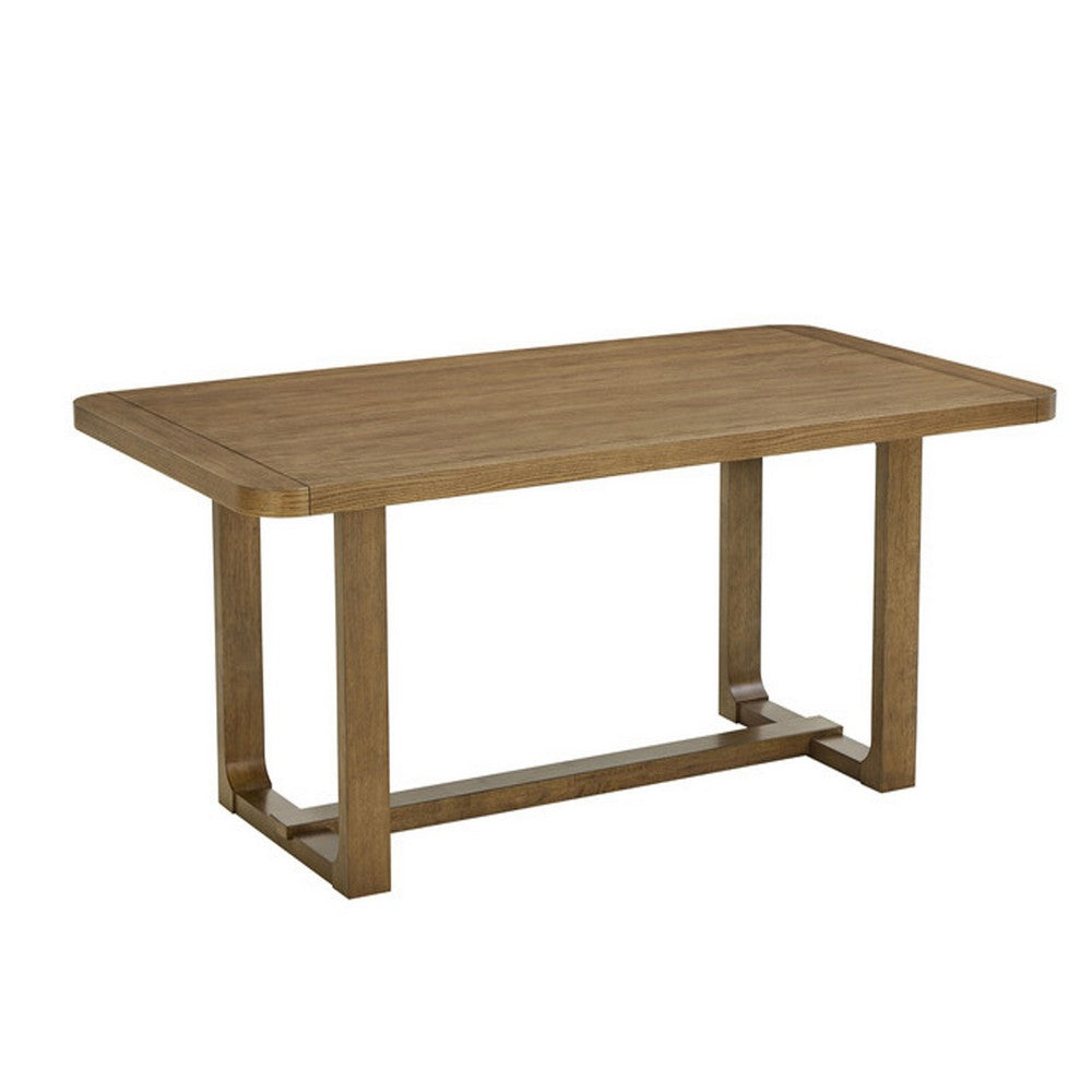 Meny 7pc Dining Table Set | 72" Top w Sled Base | Walnut Oak Brown