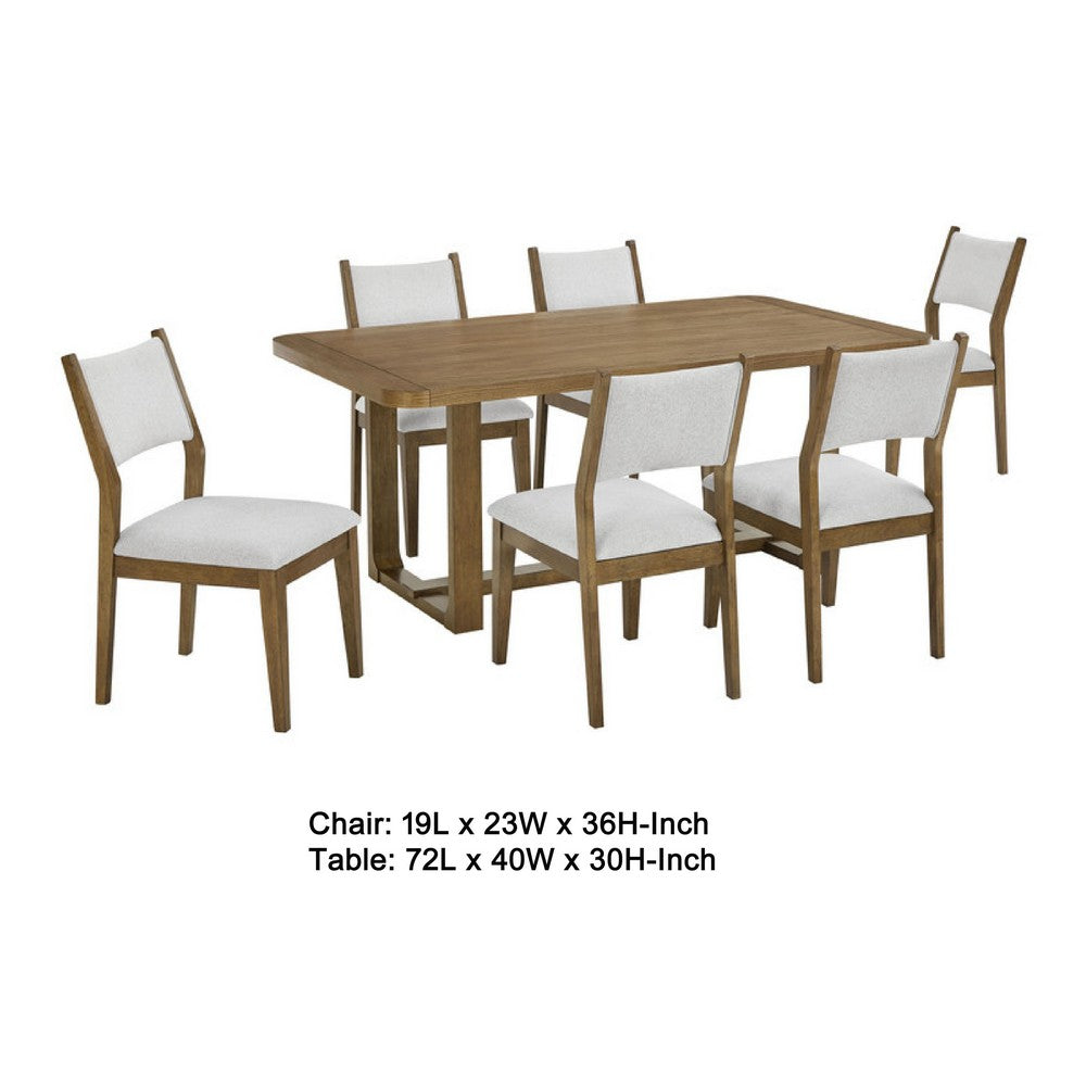 Meny 7pc Dining Table Set | 72" Top w Sled Base | Walnut Oak Brown