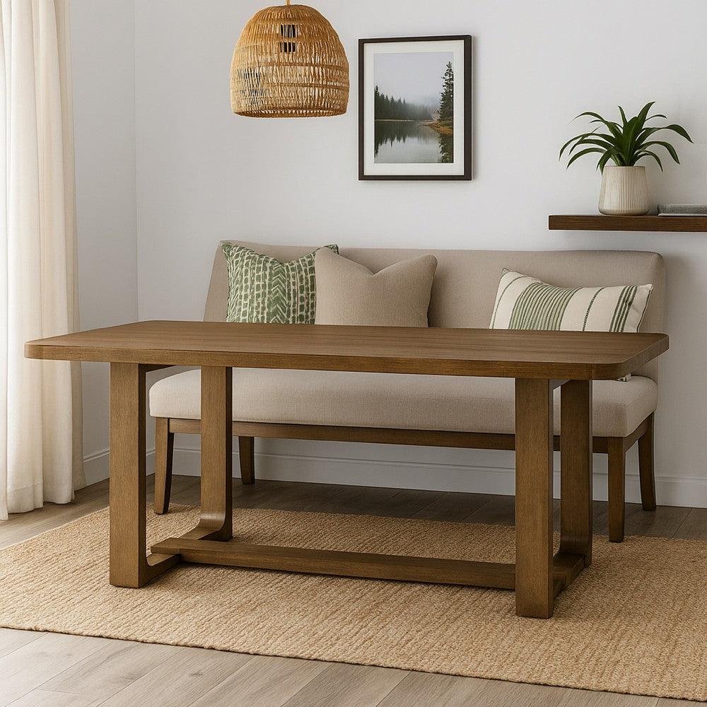 Meny 7pc Dining Table Set | 72" Top w Sled Base | Walnut Oak Brown